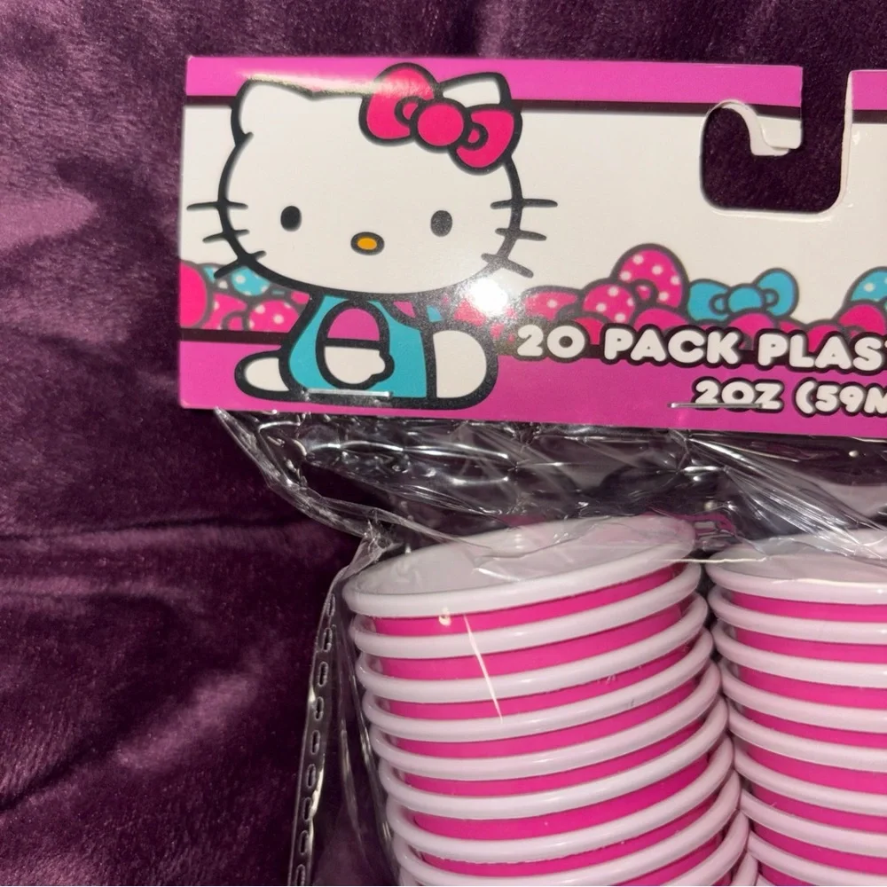 5 packs of Hello Kitty Pink Disposable Cups - 2 oz shot glasses 20 Per pack 100